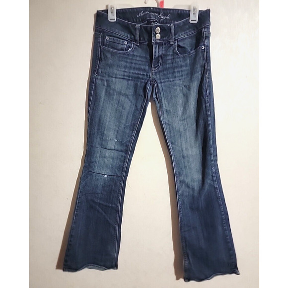 American Eagle Artist Jeans Womens Boot Cut Low Rise Stretch Blue Denim Y2K sz 6 - Picture 1 of 8